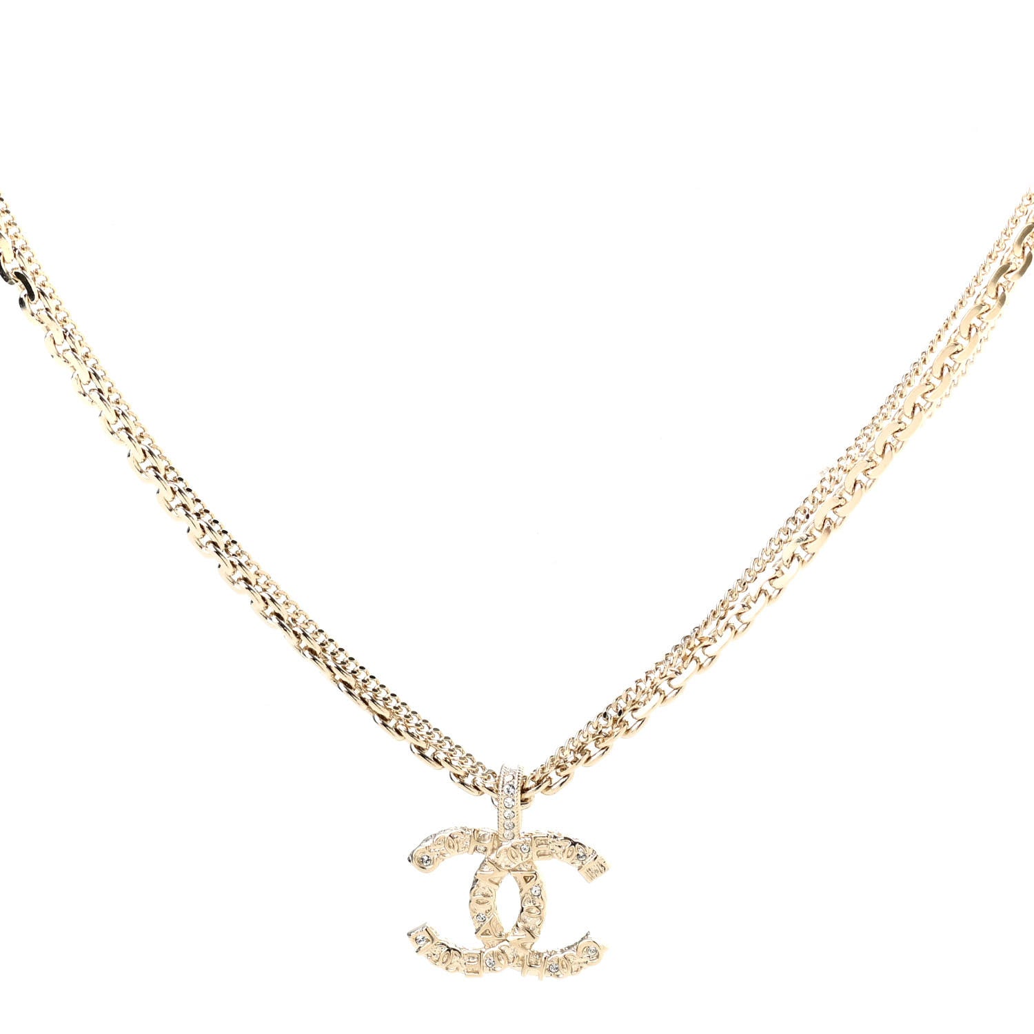 Chanel Crystal CC Multi Strand Chain Necklace Gold 1 of 6