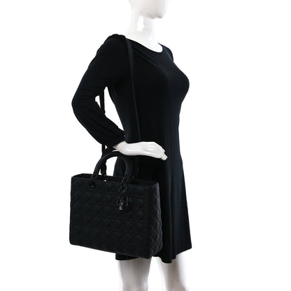 Christian Dior Ultra Matte Calfskin Cannage Large Lady Dior Black 2 of 7