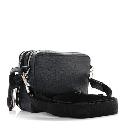 Christian Dior X SHAWN STUSSY Grained Calfskin Ox Head Crossbody Double Zip Crossbody Pouch Navy Blue 3 of 9
