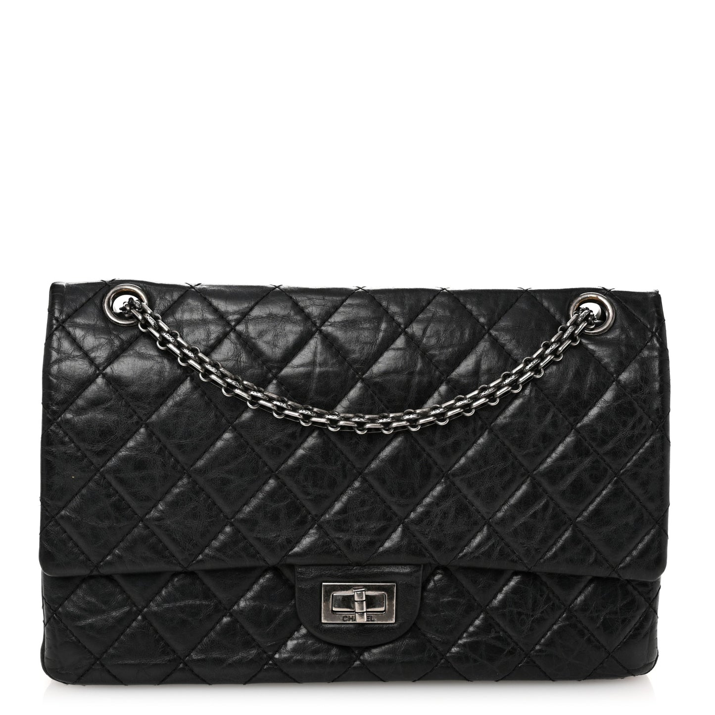 Aged Calfskin Quilted 2.55 Reissue 226 Flap Black