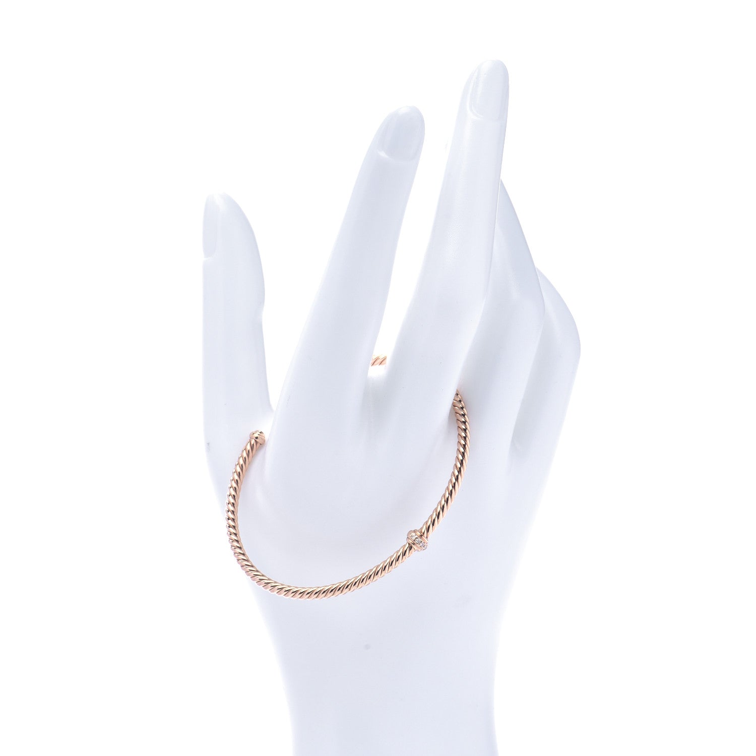 David Yurman 18K Rose Gold Diamond 3mm Renaissance Center Station Bracelet 2 of 5