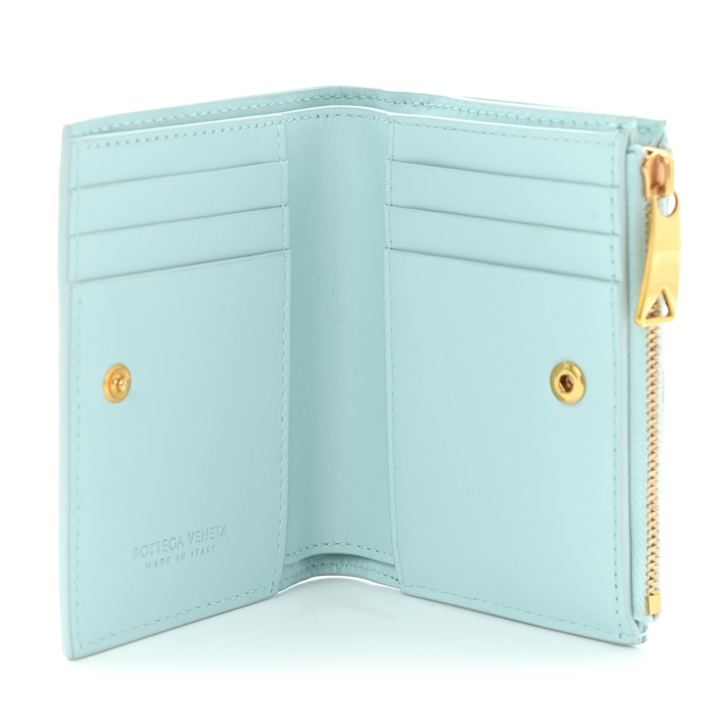 Nappa Intrecciato Bifold Zip Wallet Teal Washed