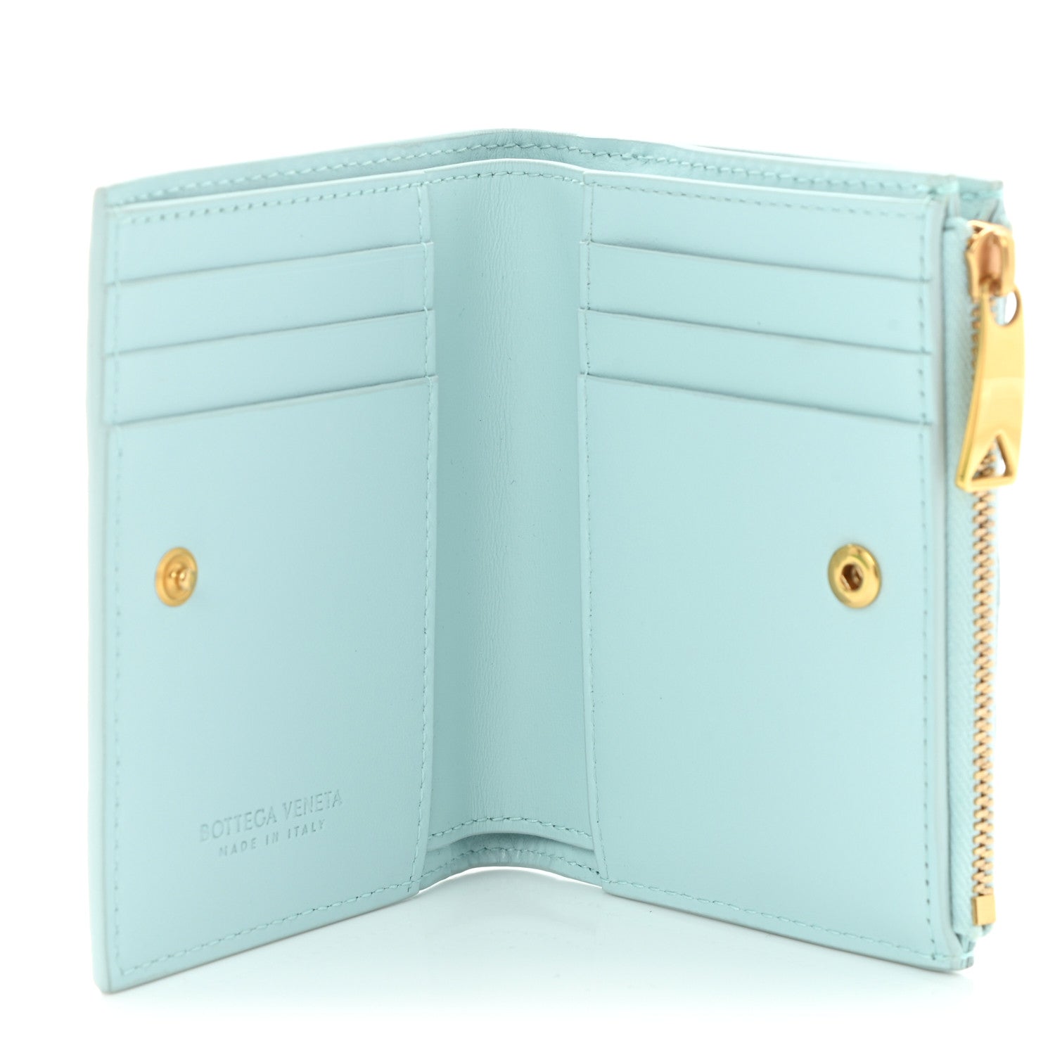 Bottega Veneta Nappa Intrecciato Bifold Zip Wallet Teal Washed 5 of 8