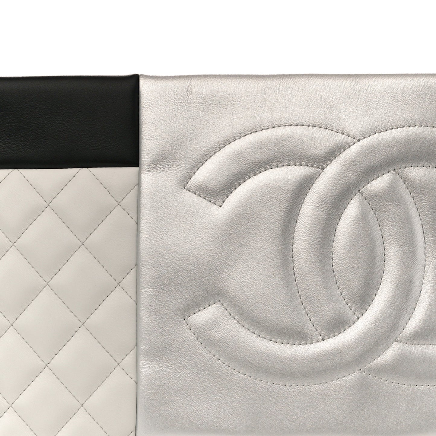 Lambskin Patchwork Medium Cosmetic Case Multicolor Silver