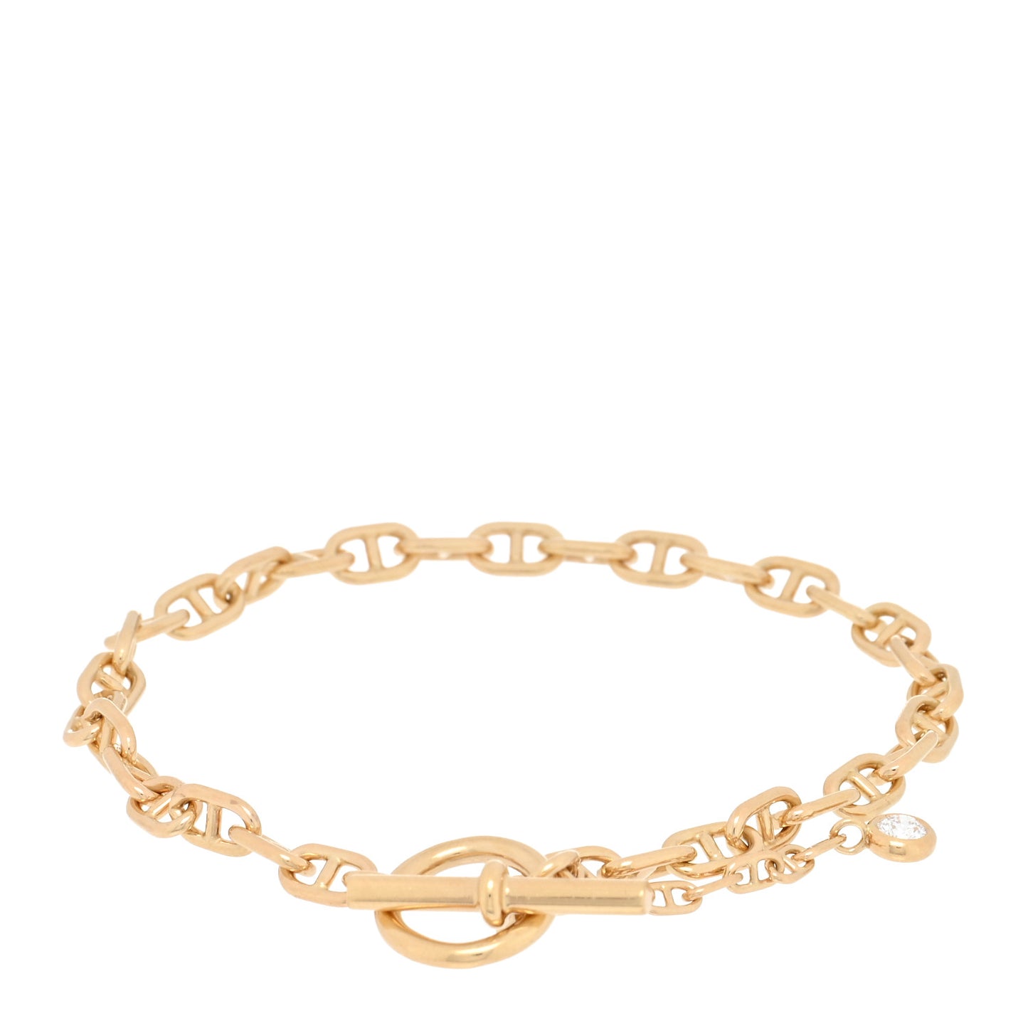 18K Yellow Gold Diamond Chaine d'Ancre Enchainee Bracelet SH