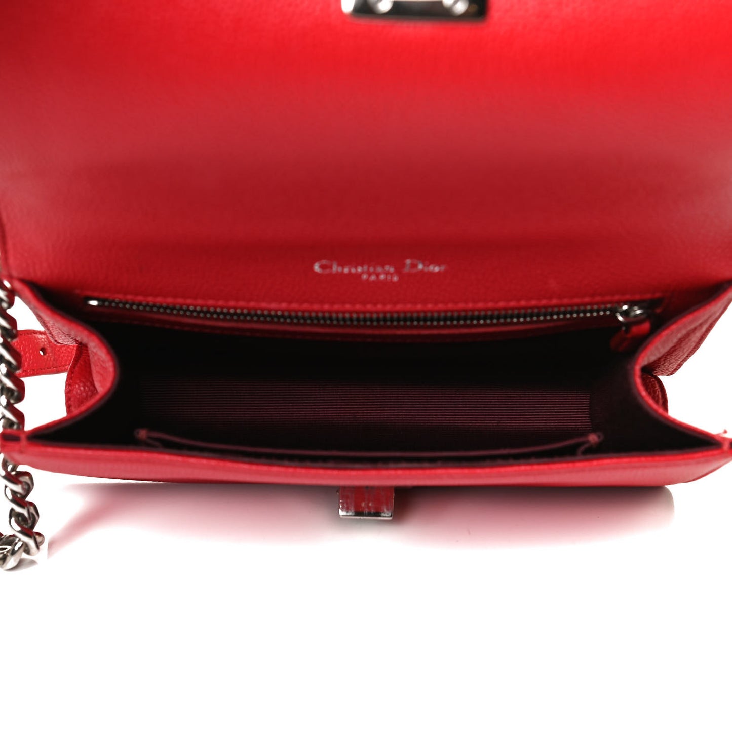 Grained Calfskin Small Diorama Flap Bag Red