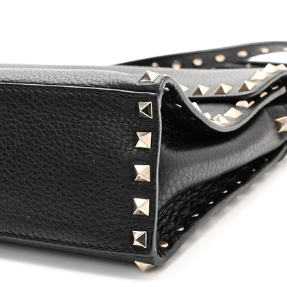 Valentino Garavani Pebbled Calfskin Small Rockstud Single Handle Flap Bag Black 7 of 9