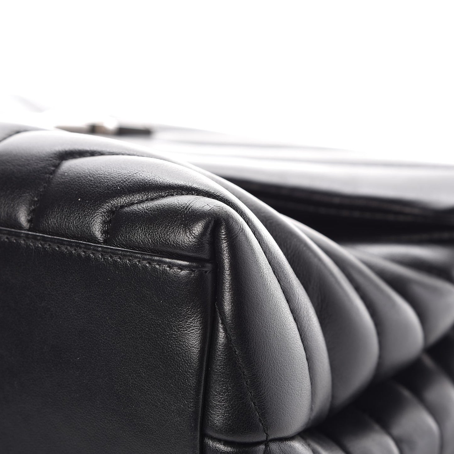 Calfskin Y Quilted Monogram Medium Loulou Chain Satchel Black