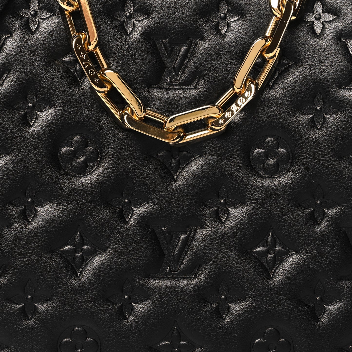 Lambskin Embossed Monogram Coussin PM Black