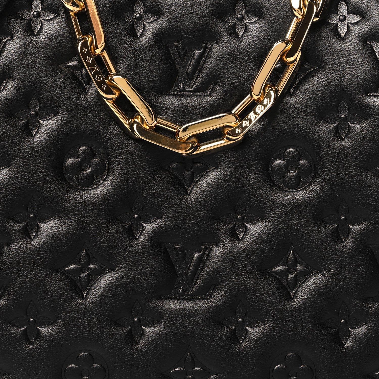 Louis Vuitton Lambskin Embossed Monogram Coussin PM Black 9 of 12