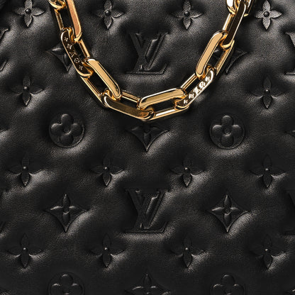 Louis Vuitton Lambskin Embossed Monogram Coussin PM Black 9 of 12