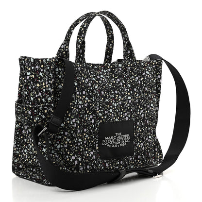 Marc Jacobs Cotton Canvas Floral Print Medium The Traveler Tote Bag Black 3 of 10