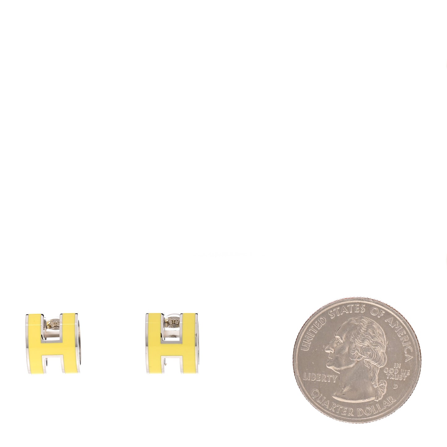 Palladium Lacquered Mini Pop H Earrings Jaune Sature