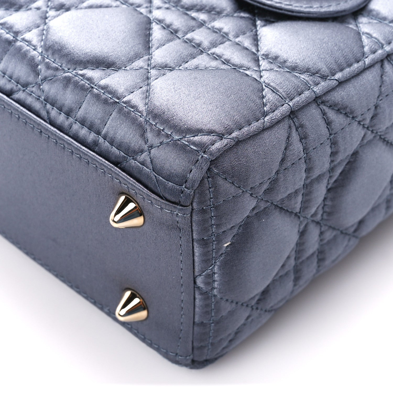 Christian Dior Satin Swarovski Crystal Cannage Small Lady Dior Grey 10 of 13