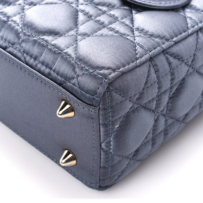 Christian Dior Satin Swarovski Crystal Cannage Small Lady Dior Grey 10 of 13