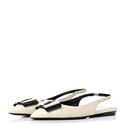 Saint Laurent Patent Smooth Lambskin Anais Slingback Flats 36 Navy Pearl 3 of 8