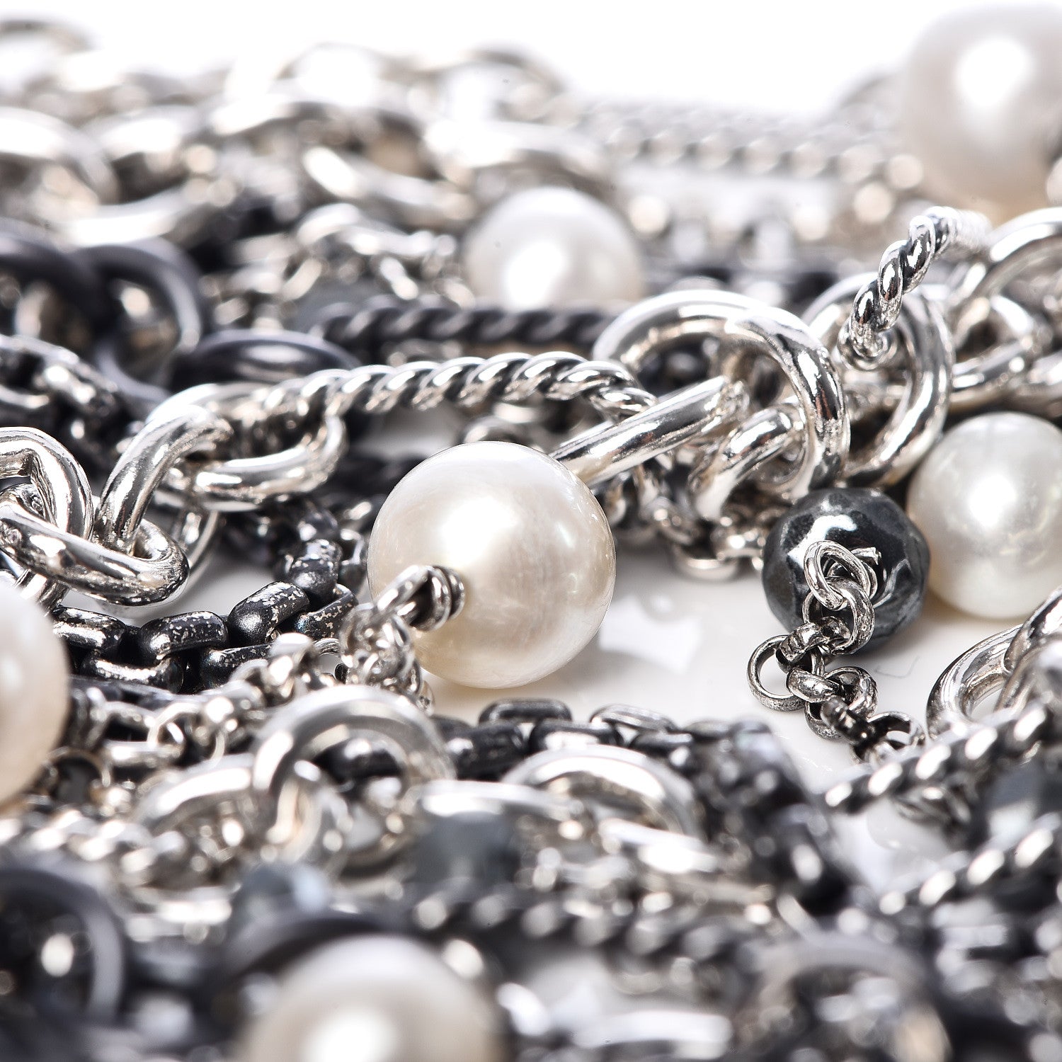 David Yurman Darkened Sterling Silver Hematite Pearl Multi-Row Bracelet 7 of 9