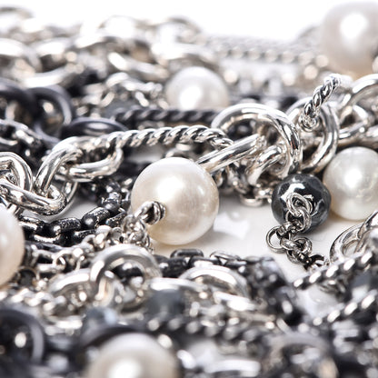 David Yurman Darkened Sterling Silver Hematite Pearl Multi-Row Bracelet 7 of 9