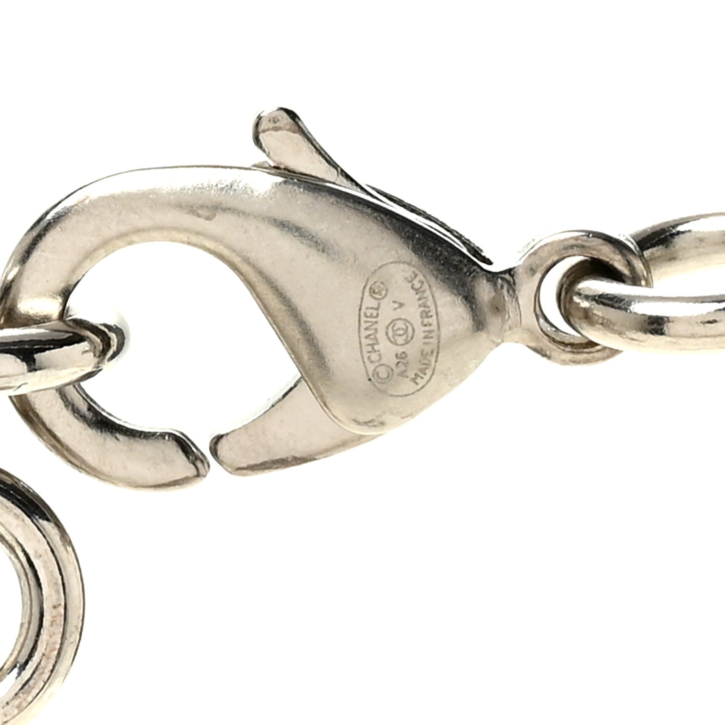 Graduated Pearl Crystal CC Long Necklace Silver
