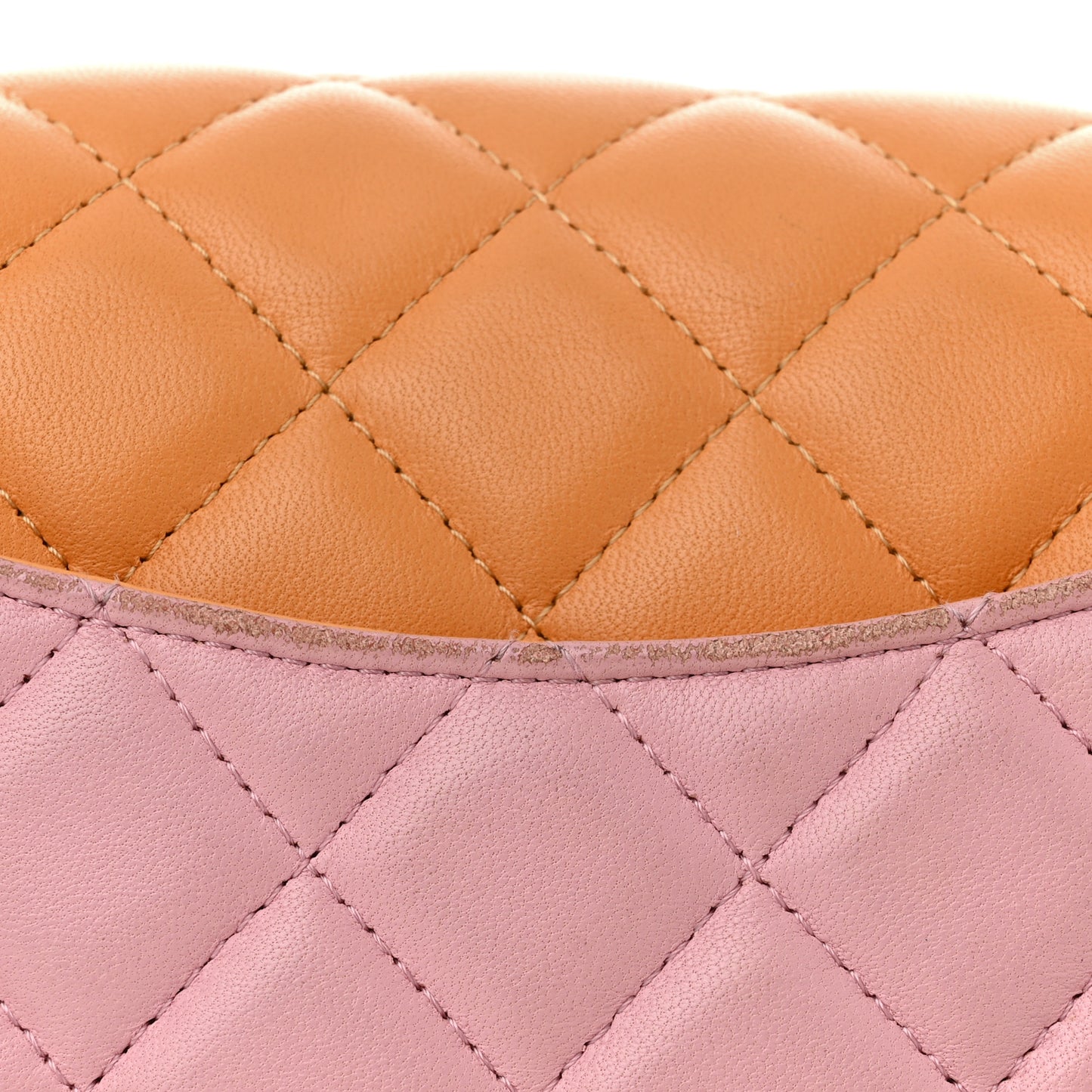 Lambskin Quilted Tri-color Mini Rectangular Flap Orange Yellow Pink