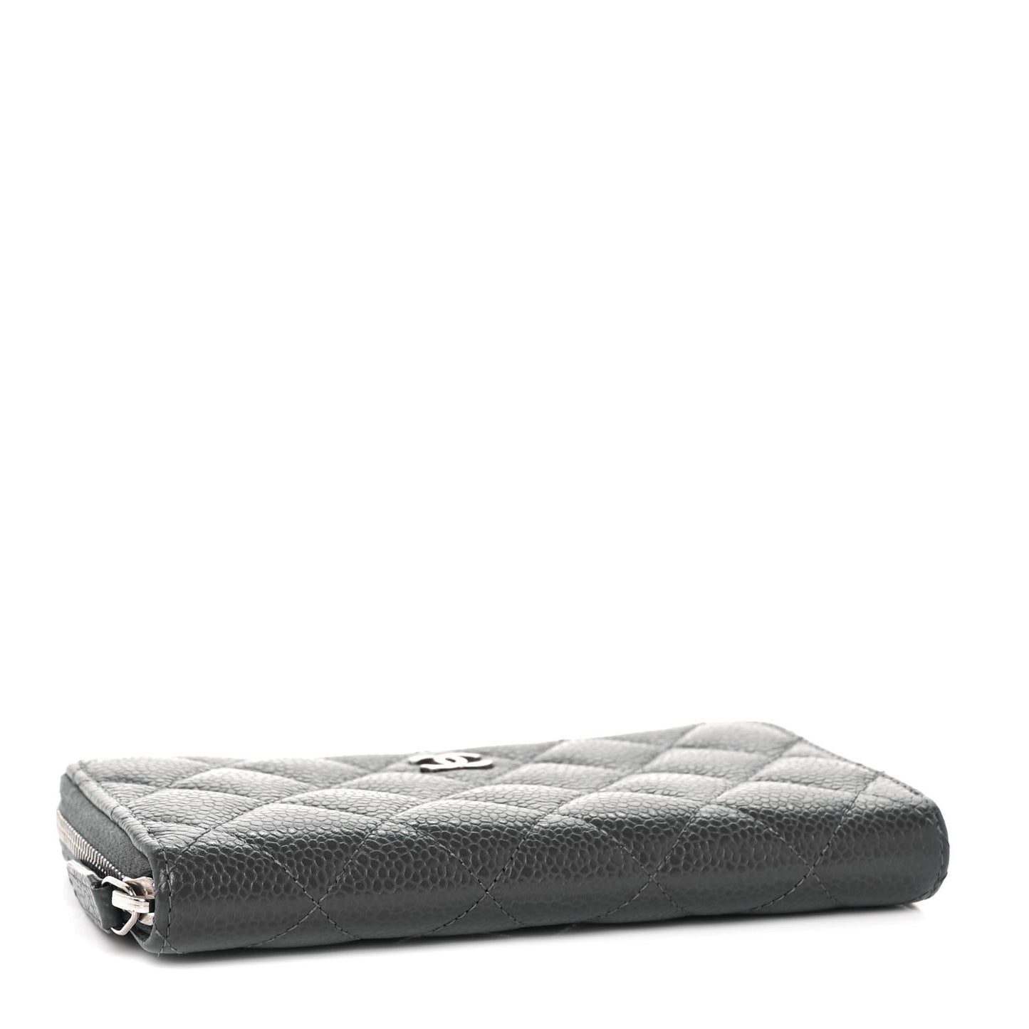 Caviar Quilted Medium Zip Around Wallet Dark Charcoal