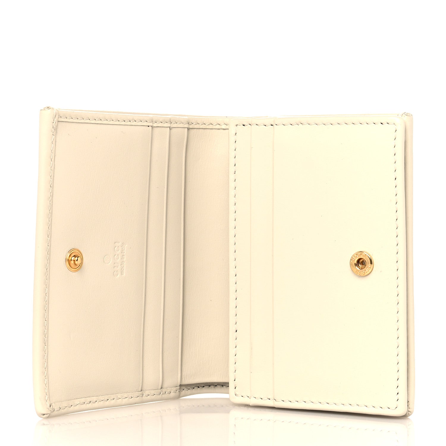 Gucci Boarded Plutone Calfskin Horsebit 1955 Card Case Wallet Mystic White 5 of 9