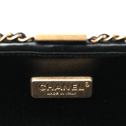 Chanel Velvet Pearl Crystal Sergeant Chain Around Evening Clutch Black Gold 6 of 9
