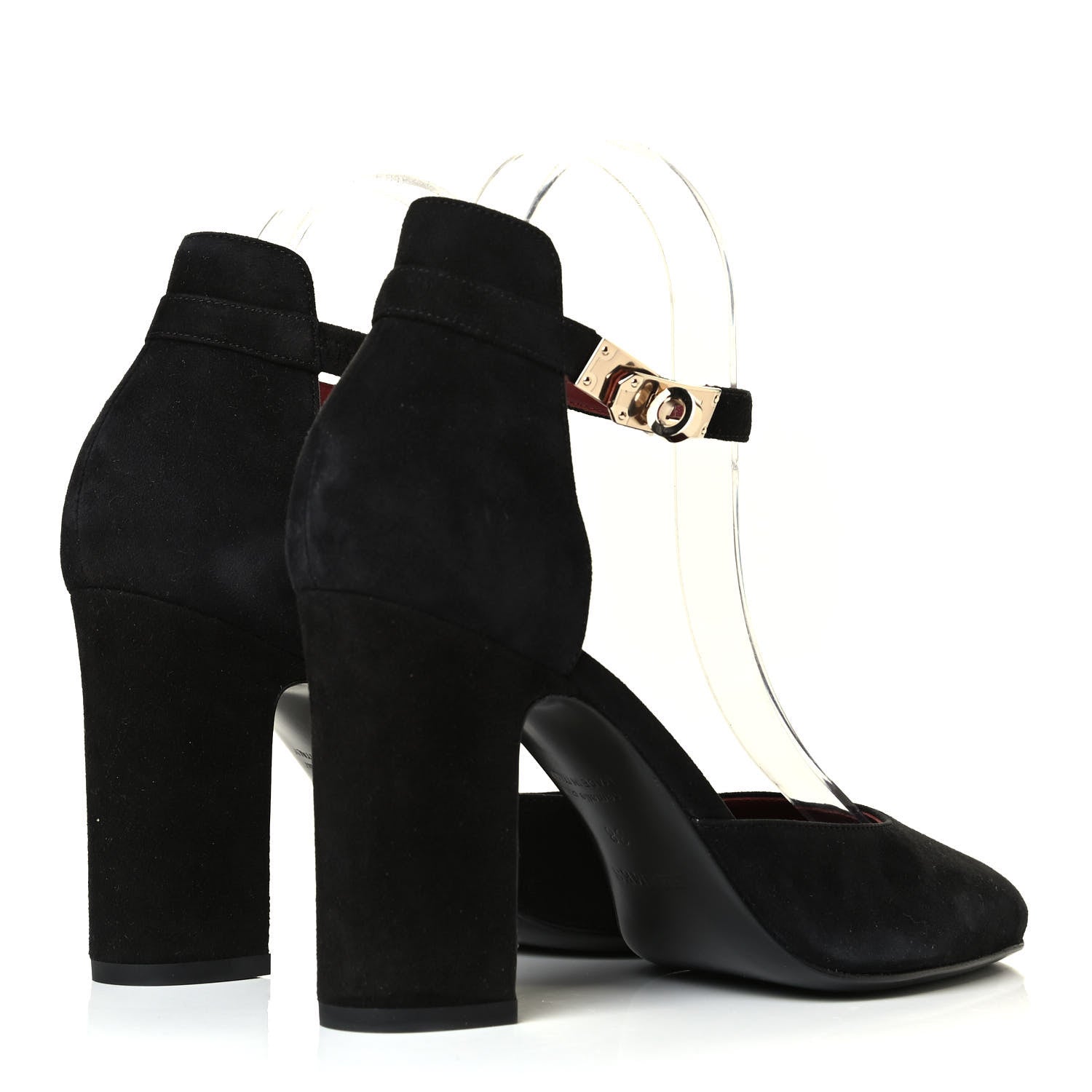 Hermes Suede Goatskin Baby 90 Pump 38 Black 3 of 6