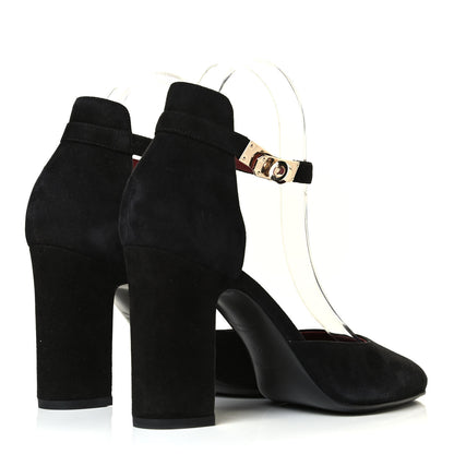 Hermes Suede Goatskin Baby 90 Pump 38 Black 3 of 6