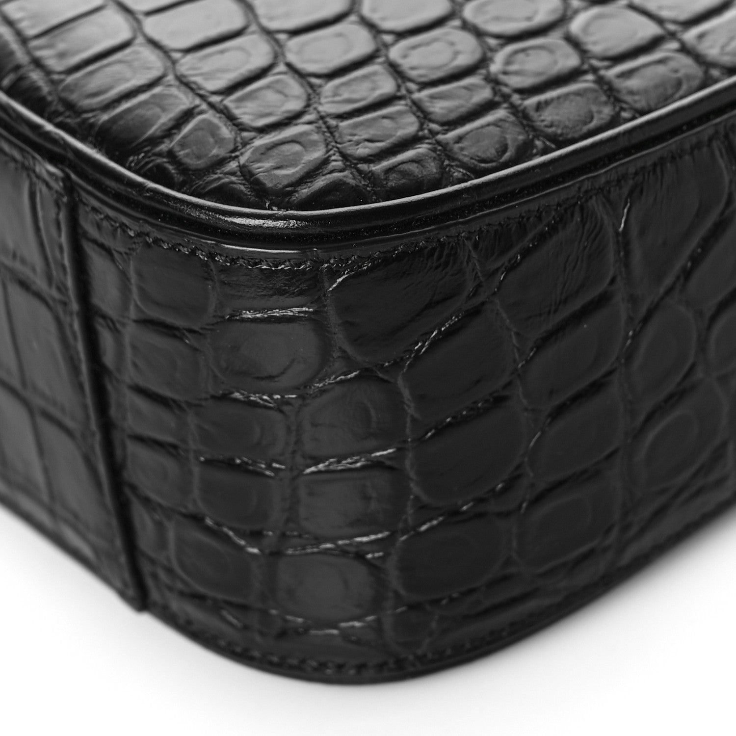 Saint Laurent Calfskin Crocodile Embossed Le 5 A 7 Hobo Black 8 of 8