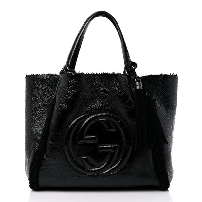 Gucci Patent Shearling Medium Soho Shoulder Bag Black 3 of 9