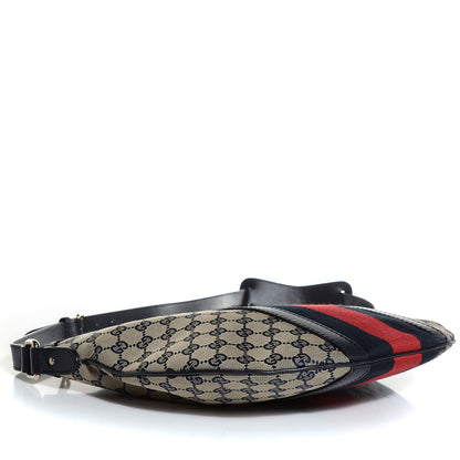 Gucci Monogram Vintage Web Medium Half Moon Hobo Navy 4 of 9