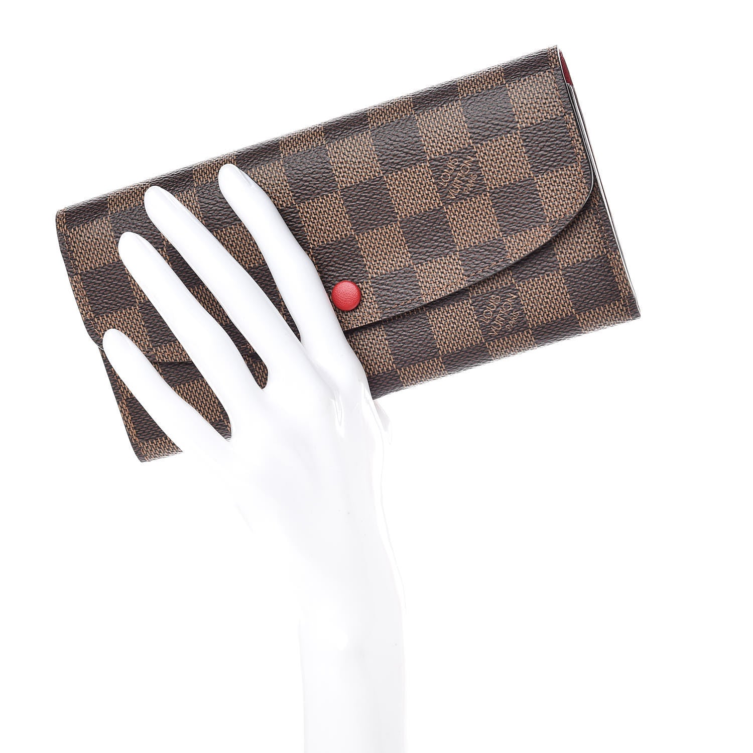 Louis Vuitton Damier Ebene Emilie Wallet Red 2 of 7