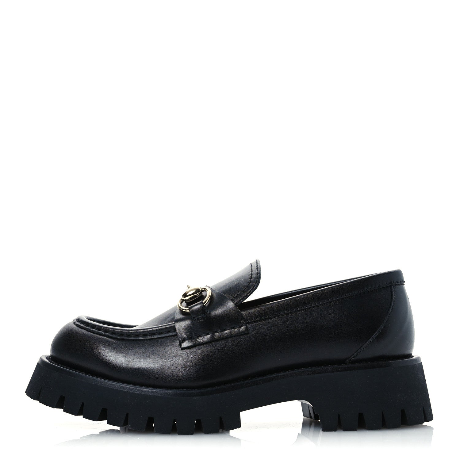 Gucci Betis Glamour Calfskin Womens Horsebit Loafers 37.5 Black 1 of 11