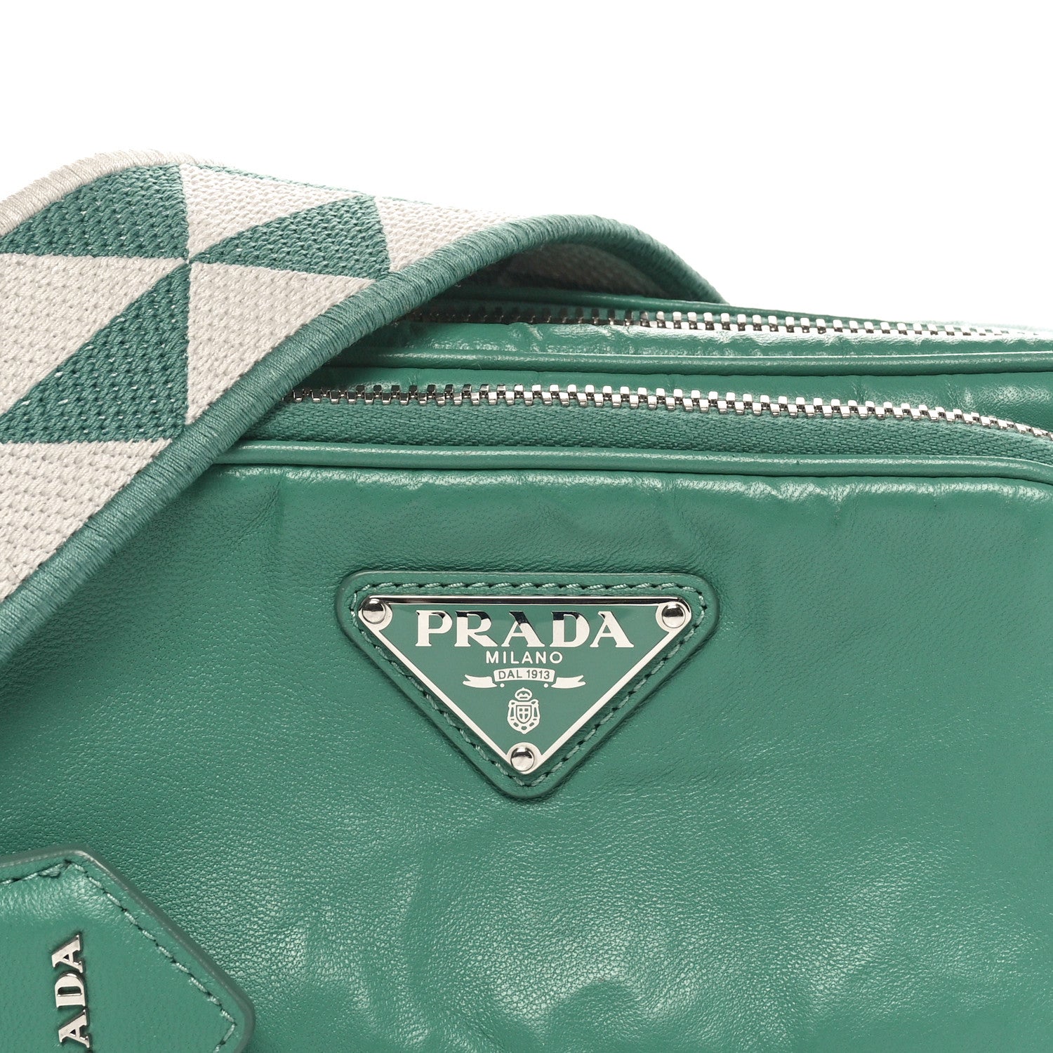 Prada Nappa Antique Multi-Pocket Shoulder Bag Green 7 of 10