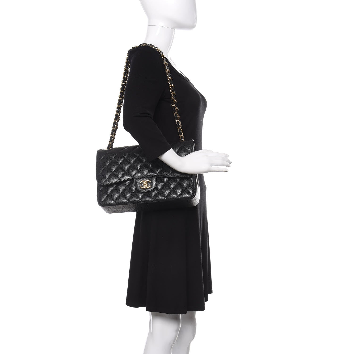 Chanel Caviar Quilted Jumbo Double Flap Black 2 of 12