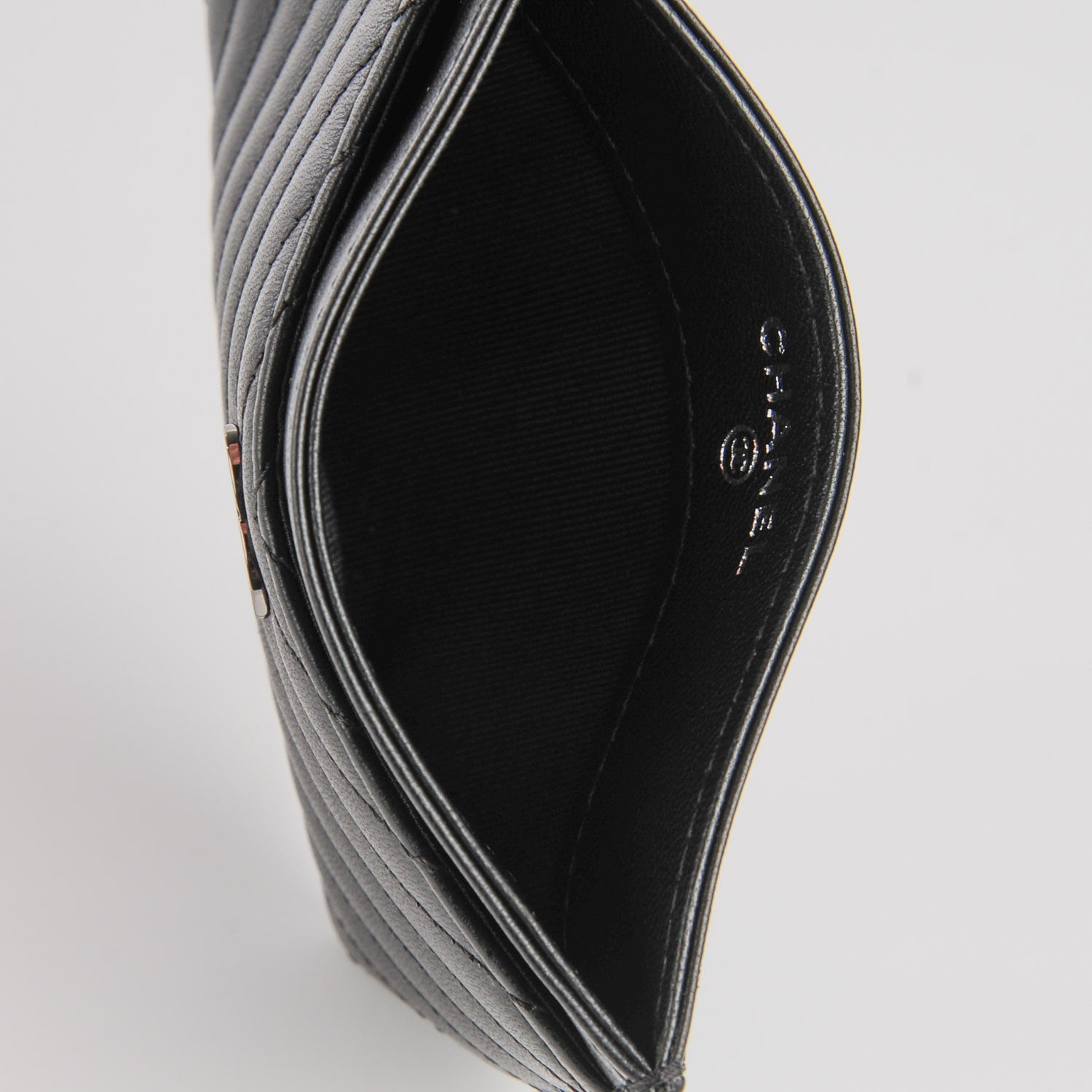 Chanel Lambskin Chevron Card Holder Black 7 of 8