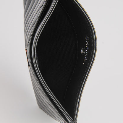 Chanel Lambskin Chevron Card Holder Black 7 of 8