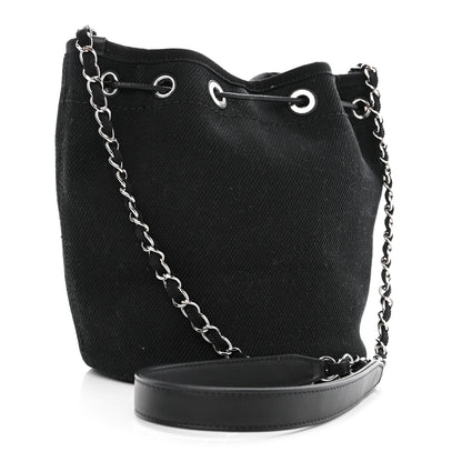 Chanel Canvas Deauville Drawstring Bucket Bag Black 3 of 10