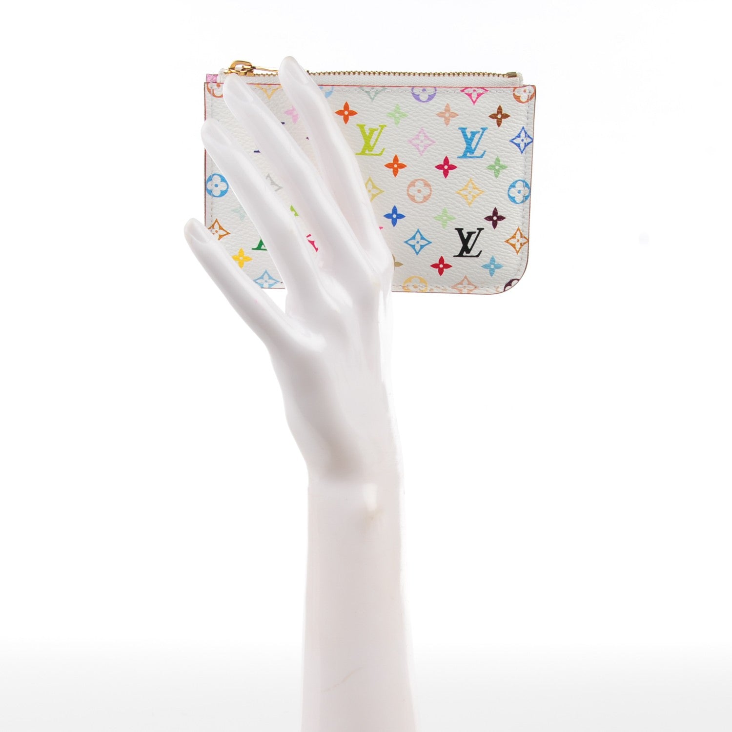 Louis Vuitton Monogram Multicolor Key Pouch White Litchi 2 of 7