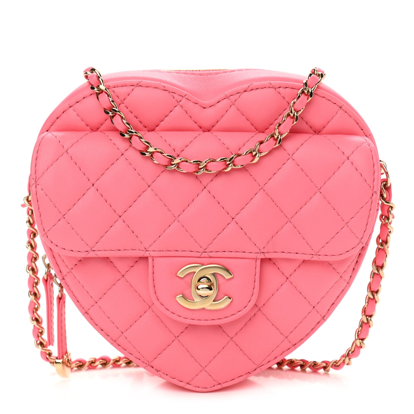 Lambskin Quilted CC In Love Heart Bag Pink