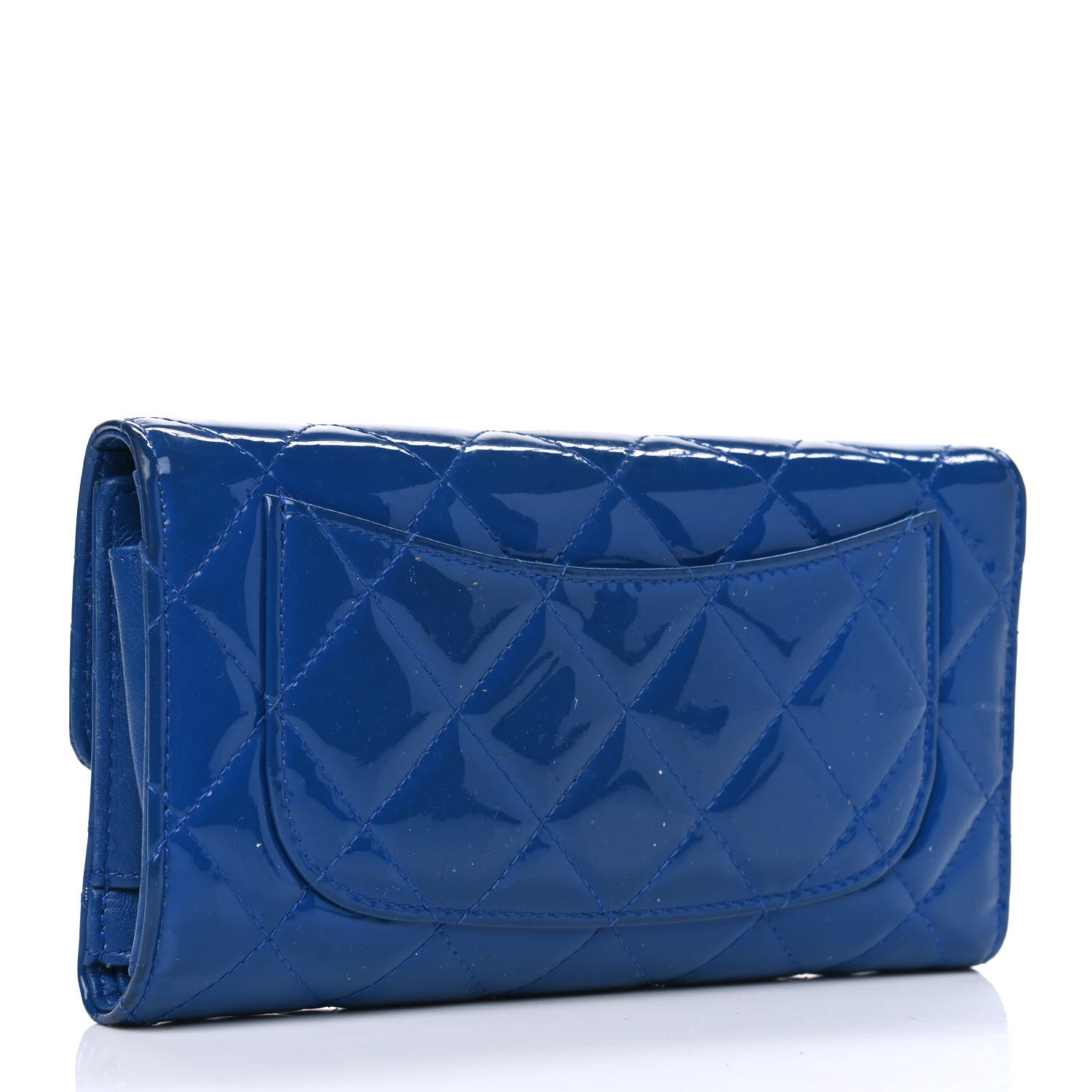 Chanel Patent Calfskin Quilted Large Flap Wallet Blue 2 of 10