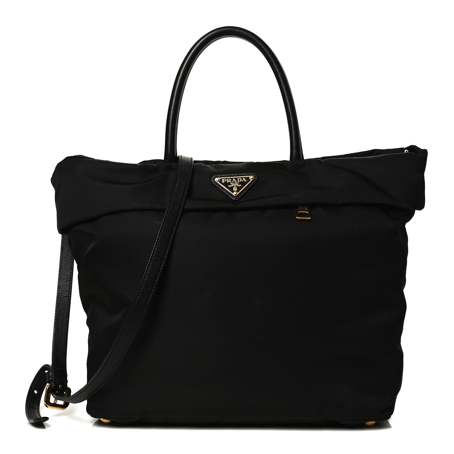 Prada Tessuto Nylon Calfskin Tote Black 1 of 10