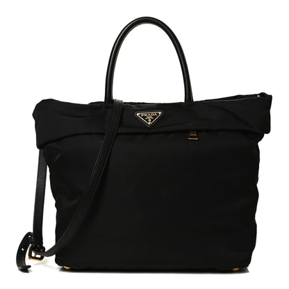 Prada Tessuto Nylon Calfskin Tote Black 1 of 10