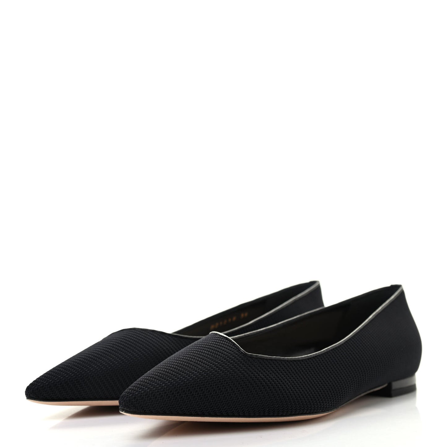 Technical Fabric Pointed Toe Flats 38 Black