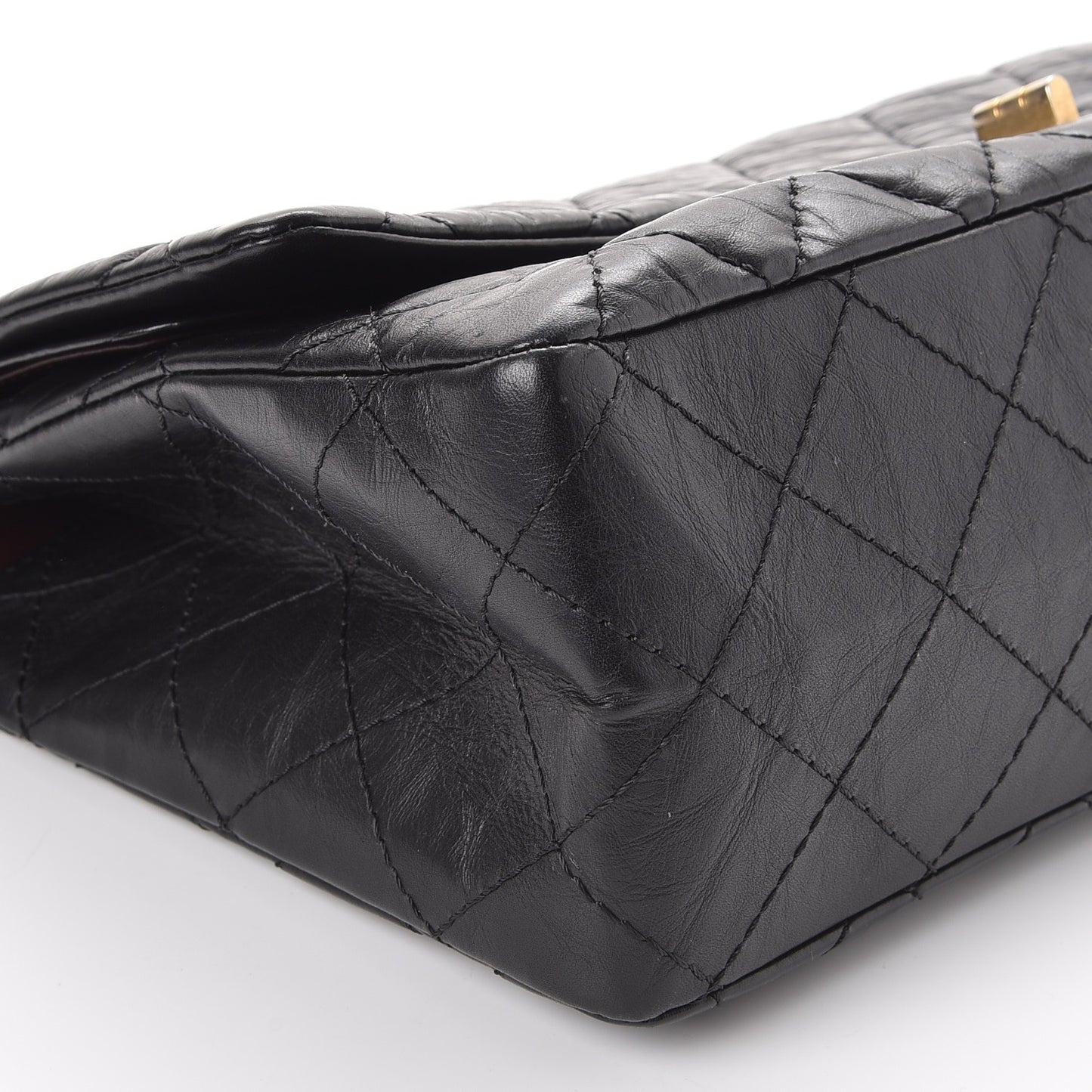 Aged Calfskin Quilted 2.55 Reissue 227 Flap Black