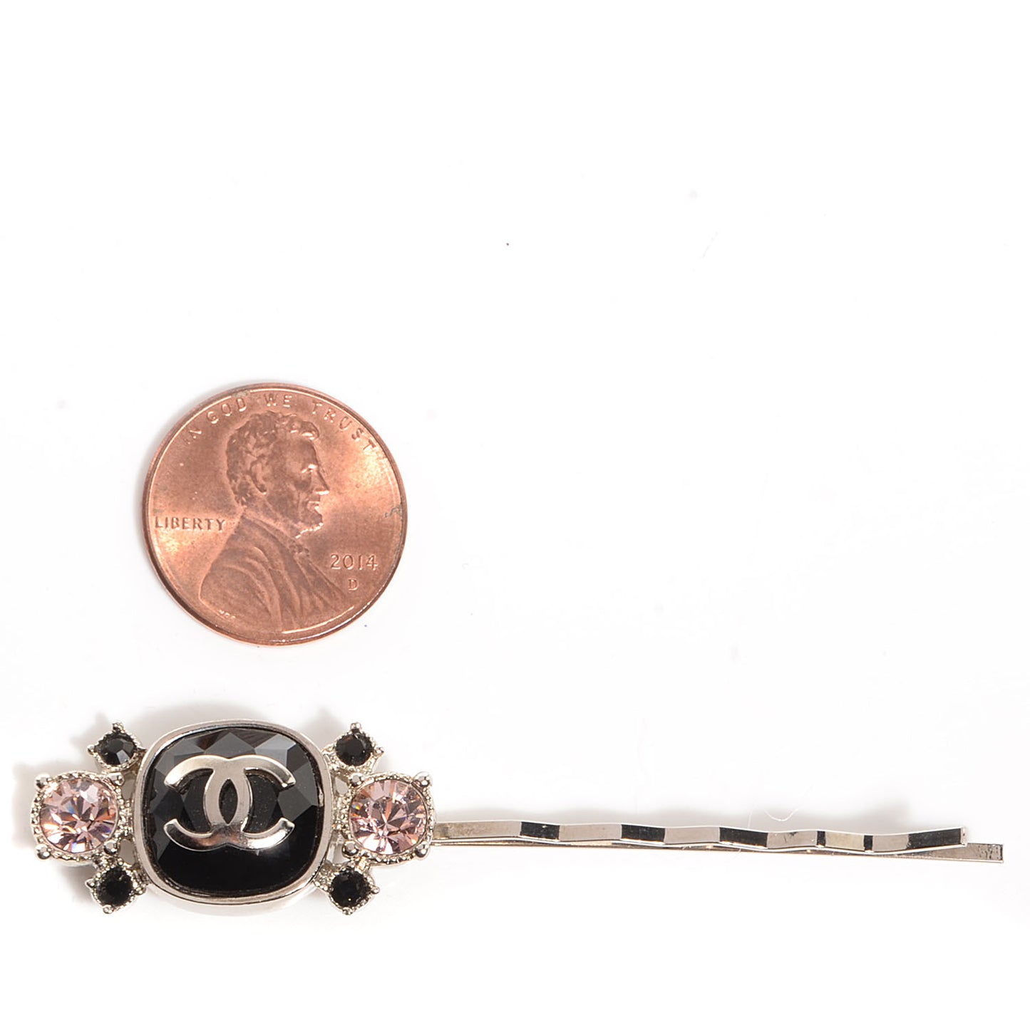 Crystal CC Hair Clip Pin Pink Black
