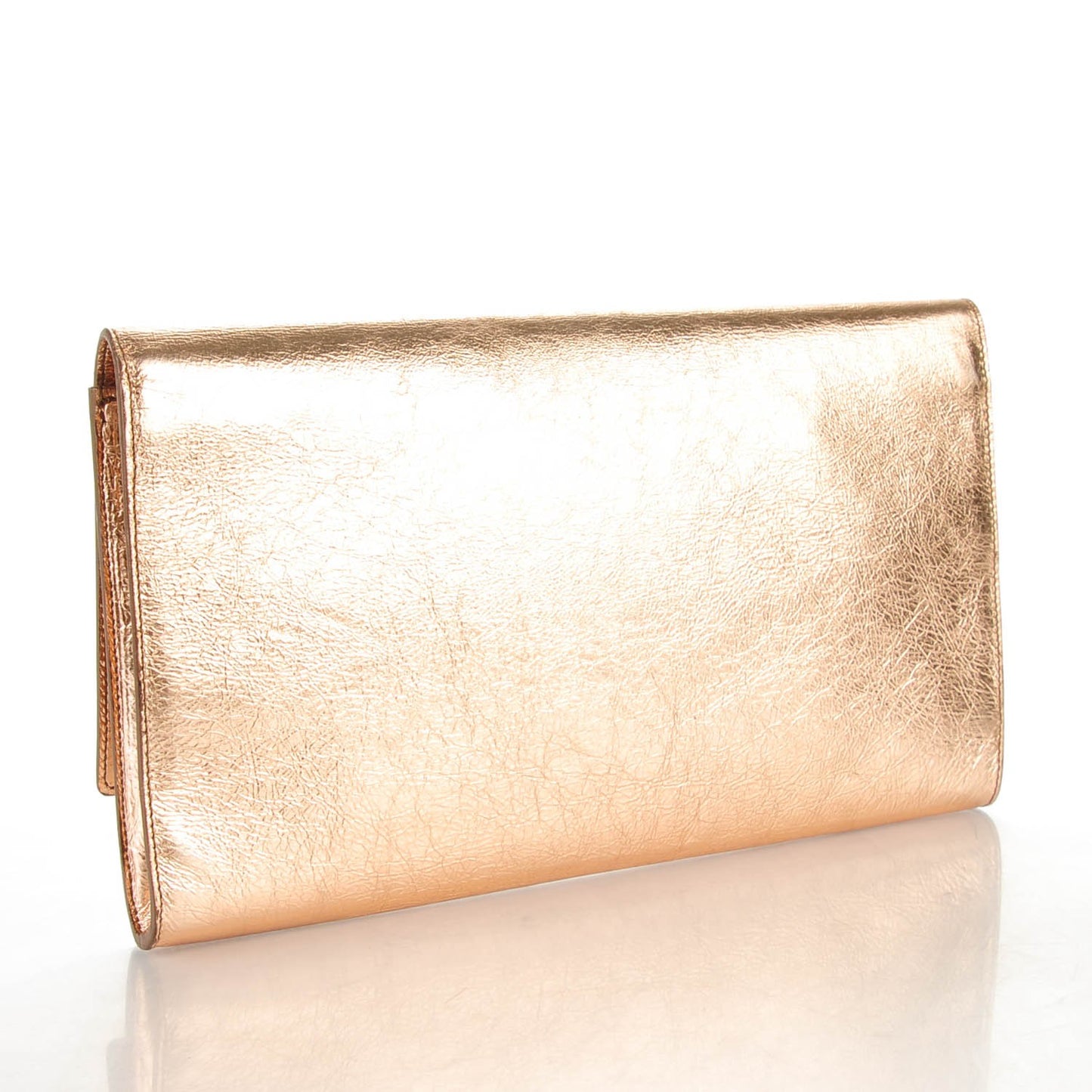 Metallic Calfskin Large Belle De Jour Clutch Rose Gold