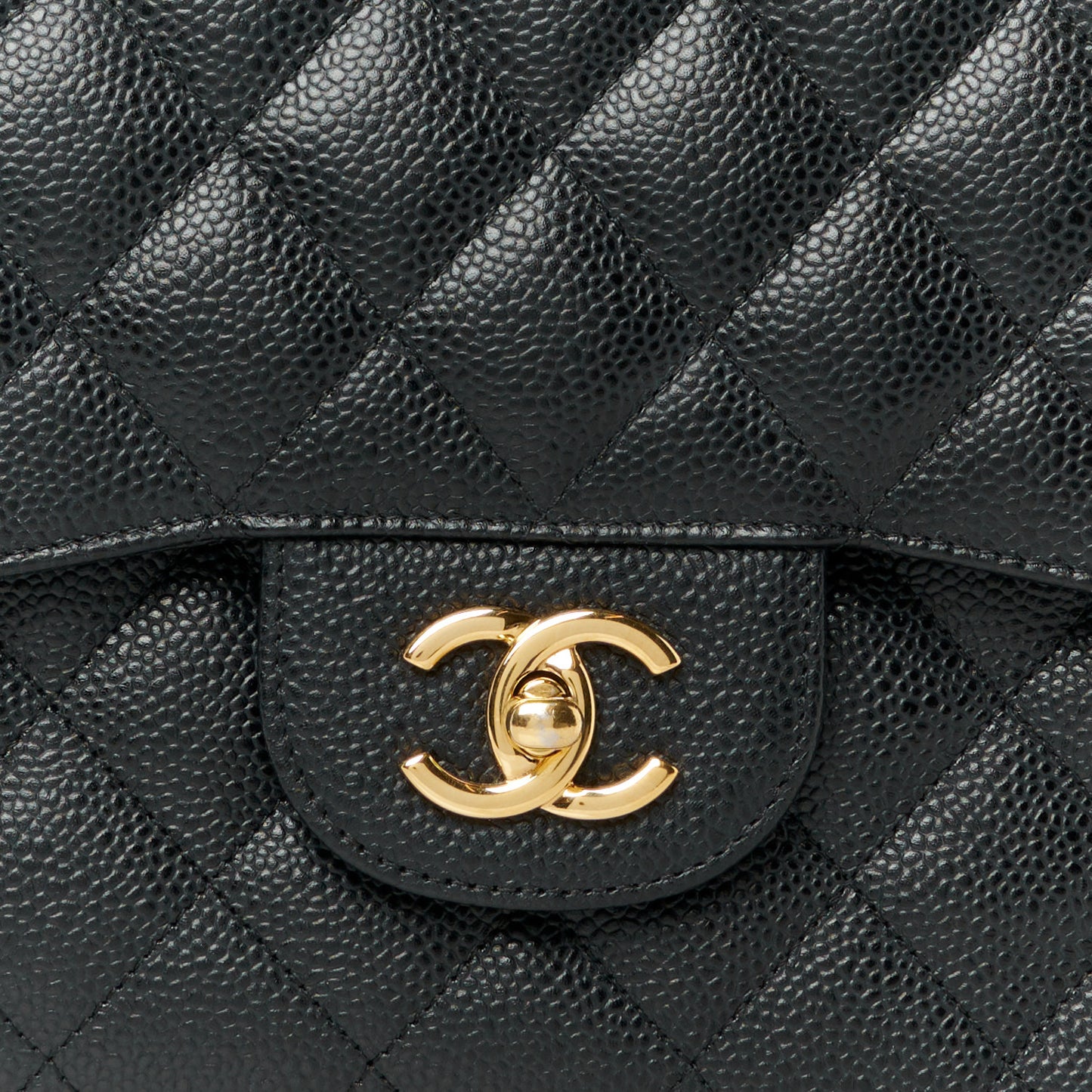 Caviar Quilted Jumbo Double Flap Black
