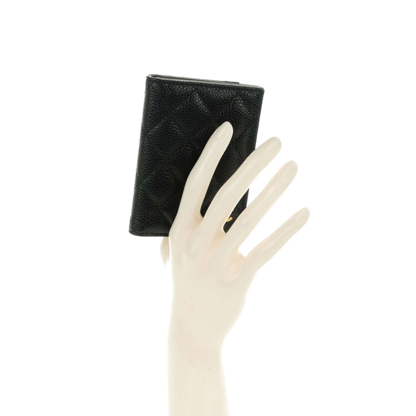 Caviar Quilted Card Holder Wallet Black